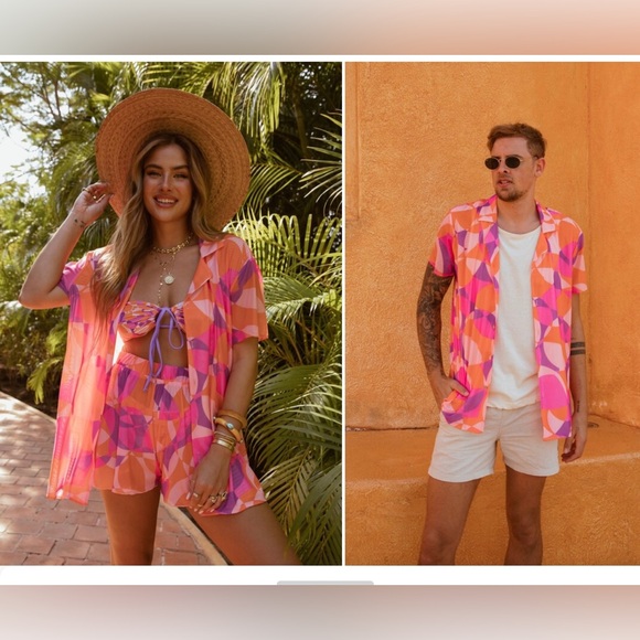 Show Me Your MUMU Sunset Daiquiri Blake Button Up Shirt Unisex - Picture 3 of 9